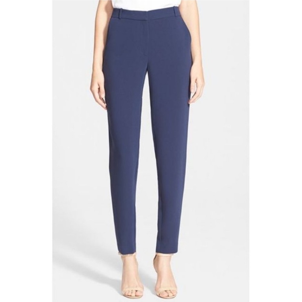 Elizabeth and James navy straight ankle trouser pants